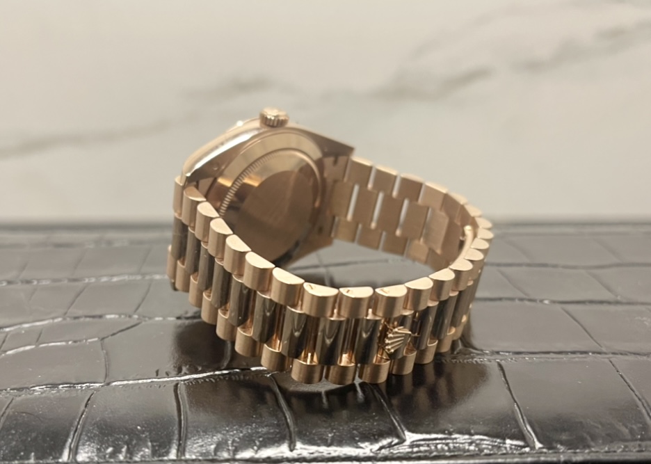 Rolex Day-Date 40 Rose Gold Chocolate Baguette Dial 2021