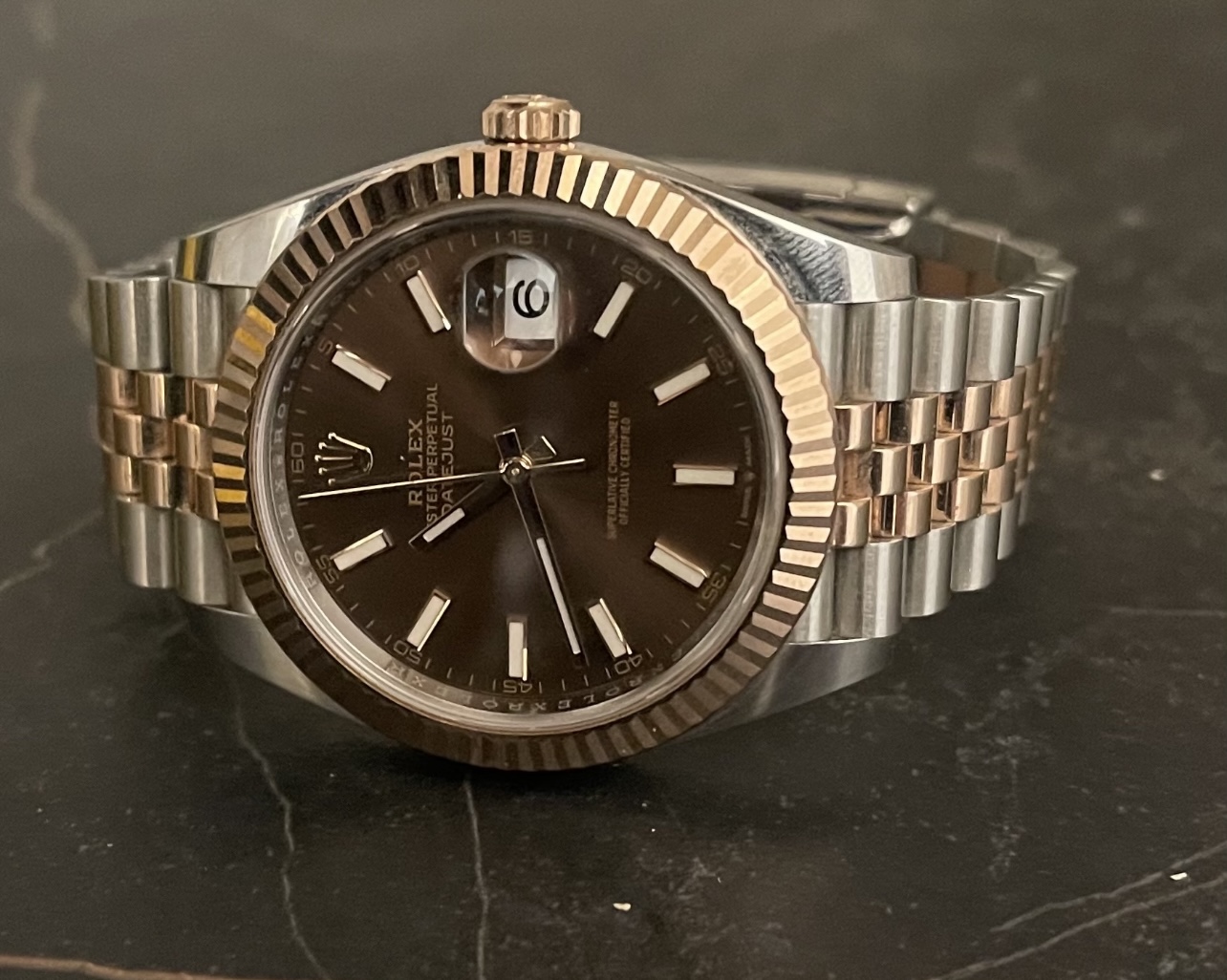 IMG_8190 Rolex Datejust 41 Steel & Rose Gold Chocolate Dial- 2021