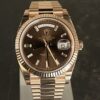 Rolex Day-Date 40 Rose Gold Chocolate Baguette Dial 2019 Full Stickers Unworn