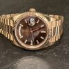 Rolex Day-Date 40 Rose Gold Chocolate Baguette Dial 2019 Full Stickers Unworn