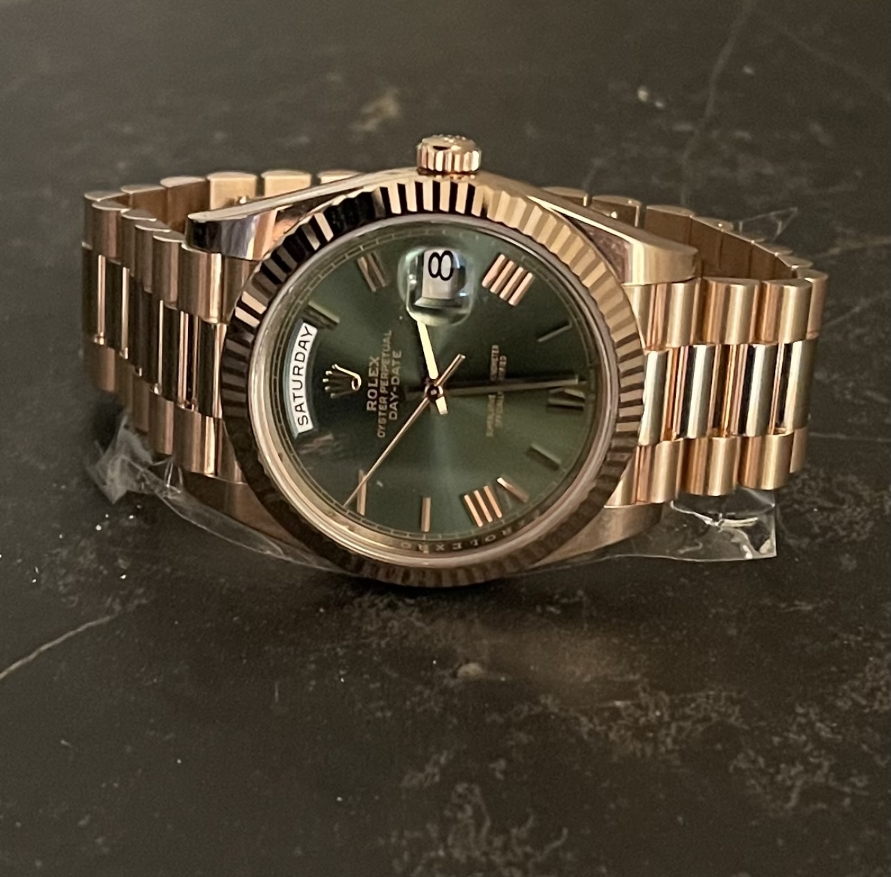 Rolex Day-Date 40 Olive  Dial - 228235 - 2019 Unworn