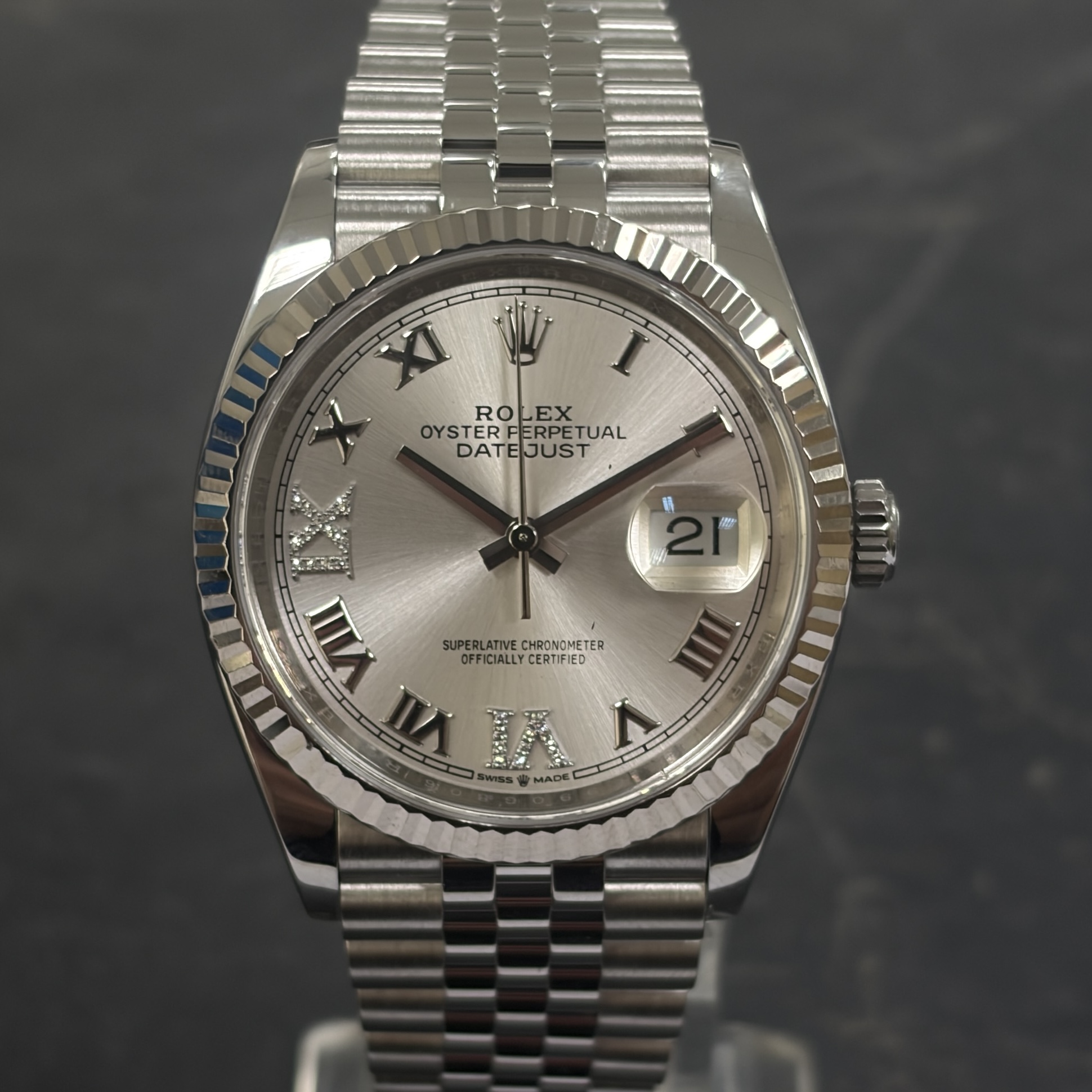 IMG_1709 4 Rolex Datejust 36 126234 Silver Diamond Dial Jubilee 2020 Full Set